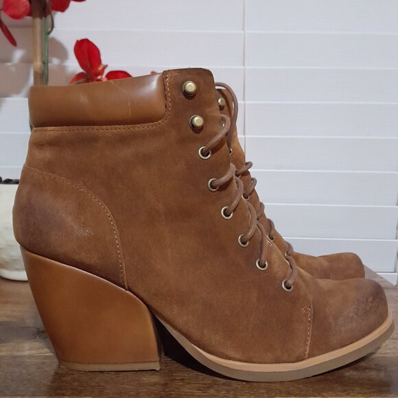 leather brown Kork-Ease lace up ankle boots women's size 9M - Picture 2 of 10